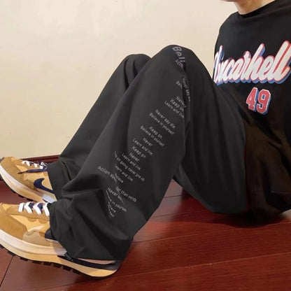 Men’s Fashion Joggers Distinctive Hip Hop Aesthetic Wide Leg Drop Crotch Design American High Street Look Cotton Casual Trouser