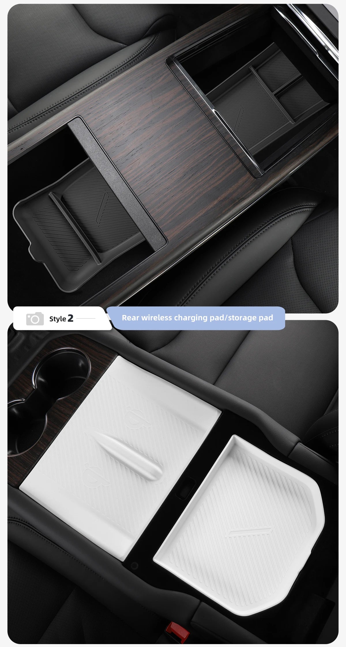for Tesla Model X Car Under Seat Storage Box Center Console Wireless Charging Pad Armrest Storage Pad Organizer Tray Accessories