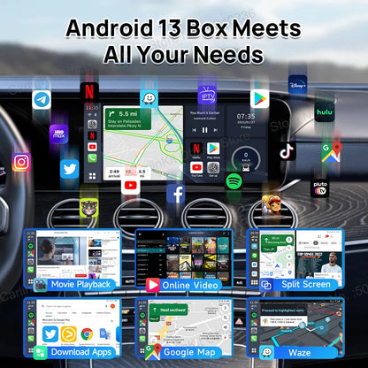 2026 CarlinKit Smart CarPlay Ai Box Android 13 Support Netflix YouTube Split Screen Wireless Android Auto & CarPlay Smart TV Box