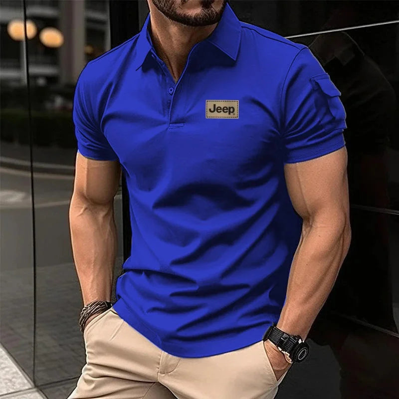 Jeep Spirit Polo Shirt Summer Men's Short Sleeve Casual Business Shirt Paired with Collar Shirt