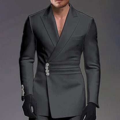 Wedding-ready Slim-fit Men Suit 2 Pieces(Jacket+Pants) Groom Suit Single-breasted Peak-lapel Formal Set for Elegance Custom