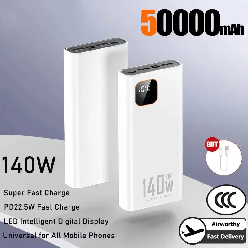 Lenovo 140W 500000mAh Ultra Capacity Junp Starter Super Fast Charging CCC Portable Battery Charger For IPhone Samsung 2026 New