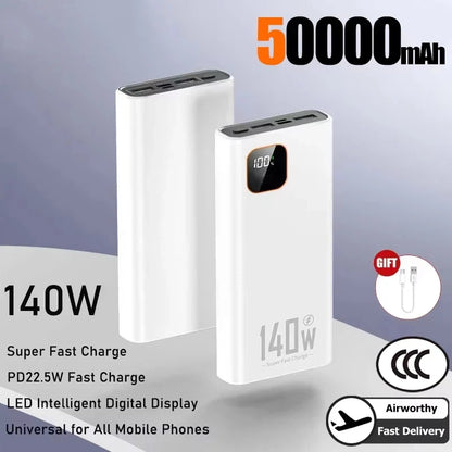 Lenovo 140W 500000mAh Ultra Capacity Junp Starter Super Fast Charging CCC Portable Battery Charger For IPhone Samsung 2026 New