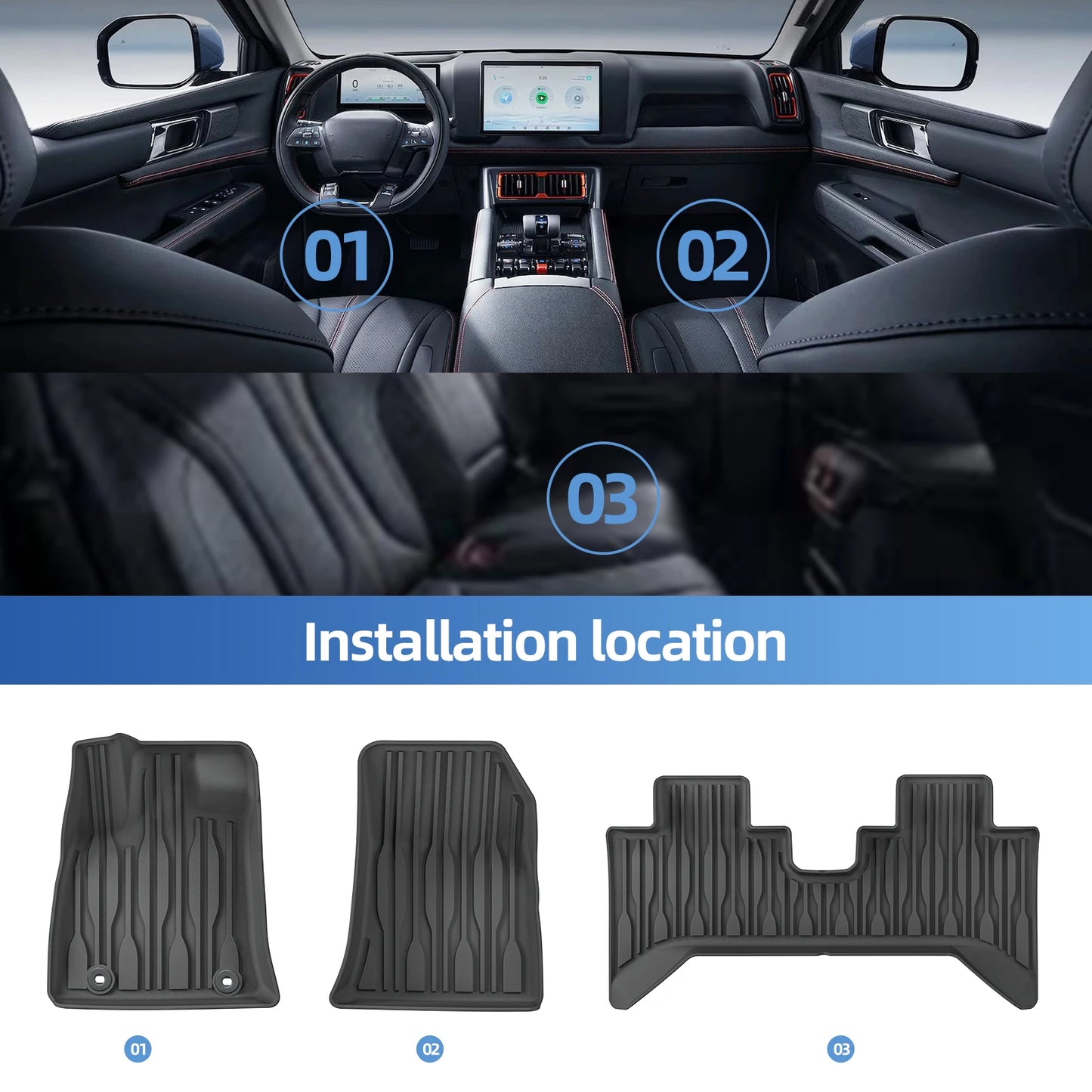 LUCKEASY for BYD SHARK 2024 2025 Car Floor Mats TPE Waterproof Foot Pad Auto Pickup Interior Accessories Cargo Liner Trunk Mat