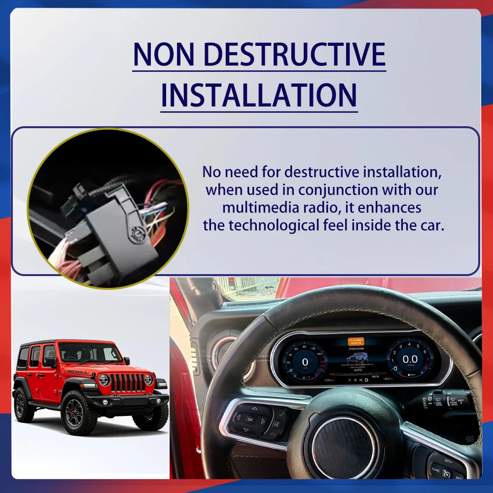 12.3''Digital instrument cluster  For Jeep Wrangler 2018-2023 Odometer, speedometer cluster，Virtual Cockpit