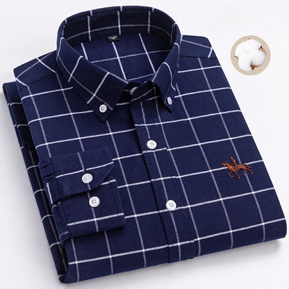 Plus Size 6XL 100% Cotton Long-Sleeve Shirts for Men Oxford Slim Fit Formal Shirt Without Pocket White Office Elegant Clothes
