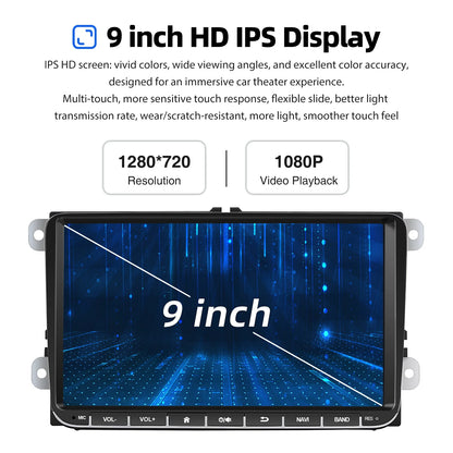 9" Android 15 4+64Gb for Vw Golf Mk5 Mk6 Passat Polo Touran Tiguan Caddy Car Stereo Radio Wifi Carplay Gps Navi Fm Bt+Dvr&Ahd