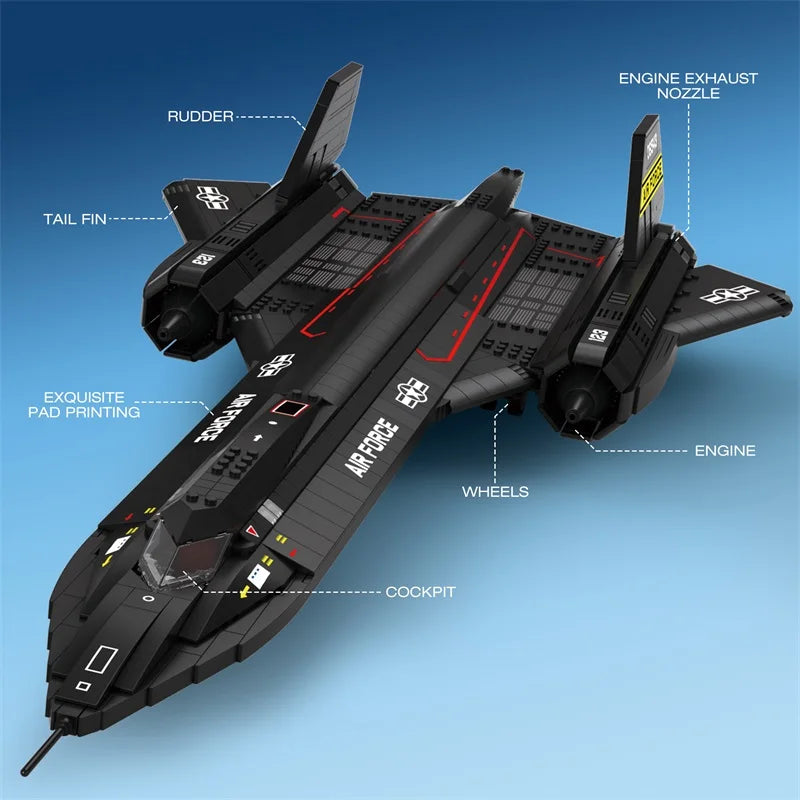 Stock Military SR-71 Blackbird Airplane Building Blocks MOC Fighter Bricks Assembling Toys for Boys Birthday Gift Set 1775Pcs