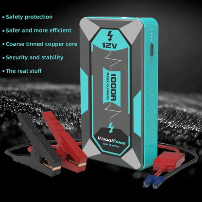 Jump Starter 12V Portable Car Battery Booster for 4-Cylinder Petrol Cars SUVs SUV Emergency Charger Power Bank.