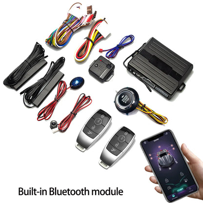 Car Smart Key Starter Alarm Bluetooth Autostart Set Auto Start Stop Push Button Keyless Entry System Skit Automotive Accessories