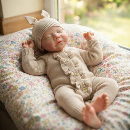 1PC 18-inch Open Mouth Silicone Reborn Doll for 2 Genders Handcrafted Lifelike Hand-painted Details Washable Collectible Toy