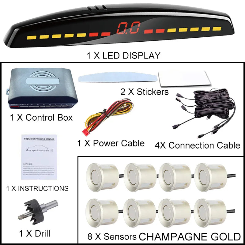 22mm Smart Parking Sensor 12V Universal Car Safety Assistant Visual Audible Alert Easy Install for Safe Driving