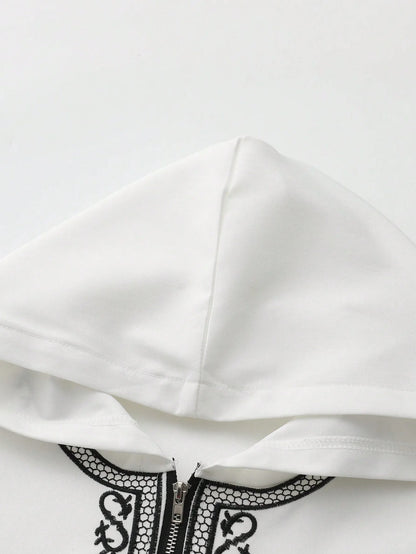 2025Moroccan Men's Thobe Short-Sleeved Embroidered Hood MuslimIslamicLooseJelleba Abaya - New Edition