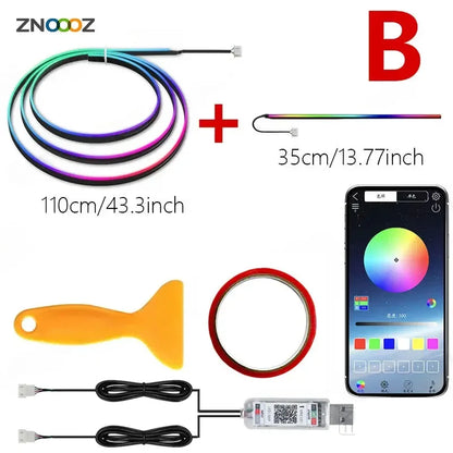 ZNOOOZ 140cm Car Ambient Lights LED Interior RGB Symphony Atmosphere Lamp USB APP Control for Tesla Model 3 Y S X