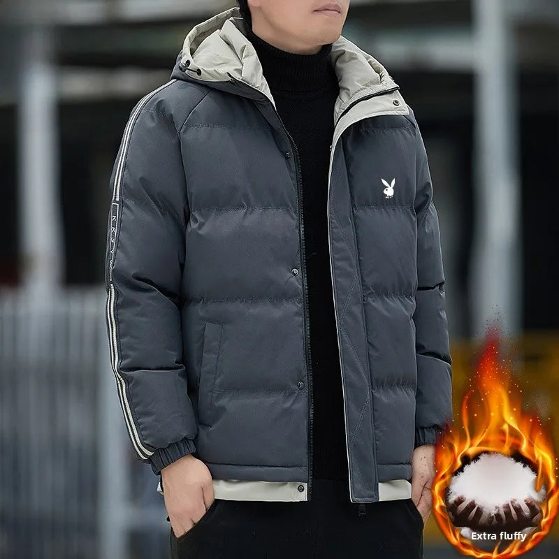Men's Cotton Jacket 2024 New Winter Thickened Hooded down Cotton Padded Coat Fashionable Loose Style Urban Casual Wear