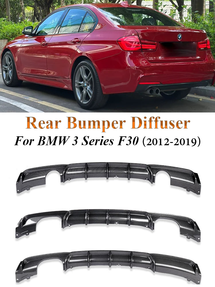 For BMW 3 Series F30 F31 2012-2019 MP Rear Bumper Diffuser LipCarbon M Tech Diffusor Body Kit M Sport Gloss Black 320i 328i