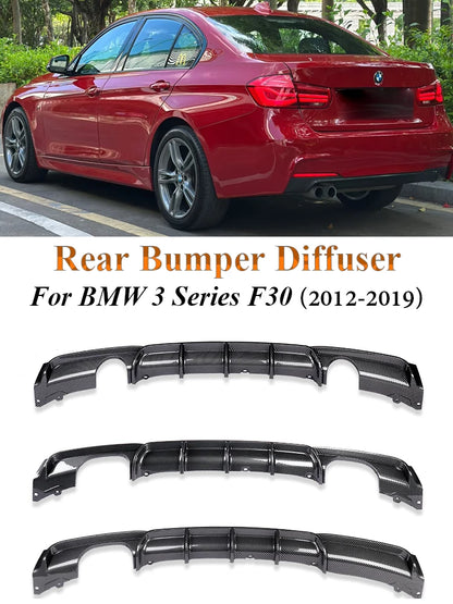 For BMW 3 Series F30 F31 2012-2019 MP Rear Bumper Diffuser LipCarbon M Tech Diffusor Body Kit M Sport Gloss Black 320i 328i