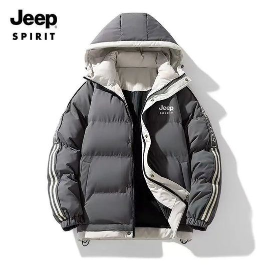 JEEP2026 Men's New Fashionable and Versatile Cotton Jacket, Warm Couple Hooded Cotton Coat, Winter Thickened Cotton Coat