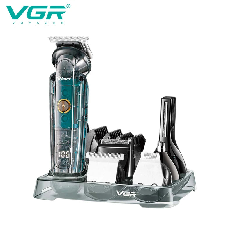 VGR 102 6-in-1 high-end men's hair clipper professional shaver oil head carving electric pusher nose hair trimmer hair remover