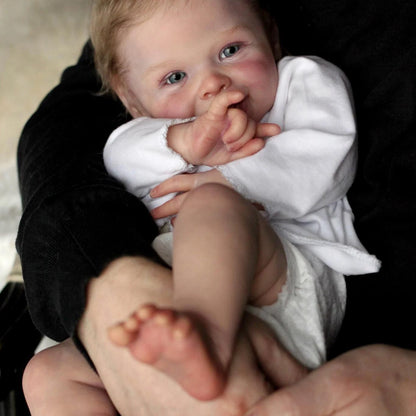 NPK 20inch Lifelike Reborn Doll Newborn Harper Soft Touch Cuddly Body Doll Handmade with Genesis Paint Visible Veins Multiple