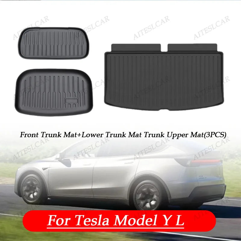For Tesla Model Y L Launch 2026  Juniper 2025+ TPE Car Floor Mats  pedals Luggage Trunk Mat Set Four Seasons Waterproof Anti-s