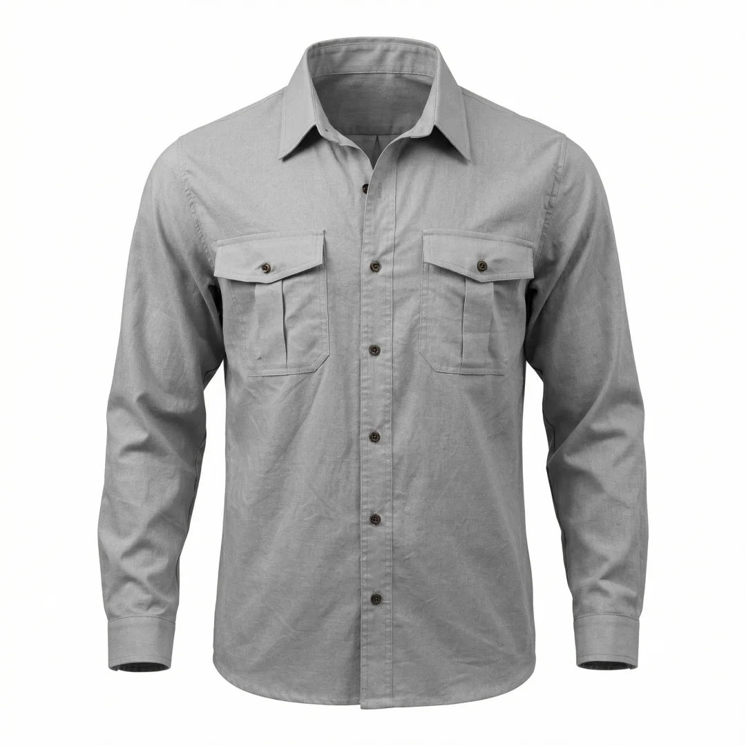Comfortable Men's Shirt Loungewear Thin Lightweight Cotton Long Sleeve Top Shirts Solid Color Casual Business Chest Pocket Male