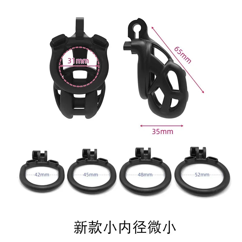 Male Penis Lock Chastity Cage with Lock and 4 Rings Resin Virginity for Men Breathable Cock Ring Penis Fetish Restrain Sexy Toys