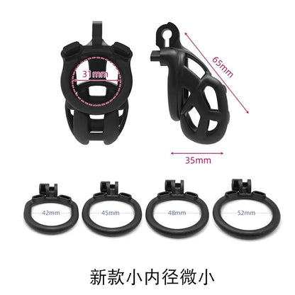 Male Penis Lock Chastity Cage with Lock and 4 Rings Resin Virginity for Men Breathable Cock Ring Penis Fetish Restrain Sexy Toys