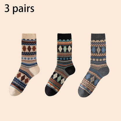 Men's Dress Socks, Cotton Crew Socks, Breathable and Sweat-Absorbing, Funky Colorful Pattern Crew Socks