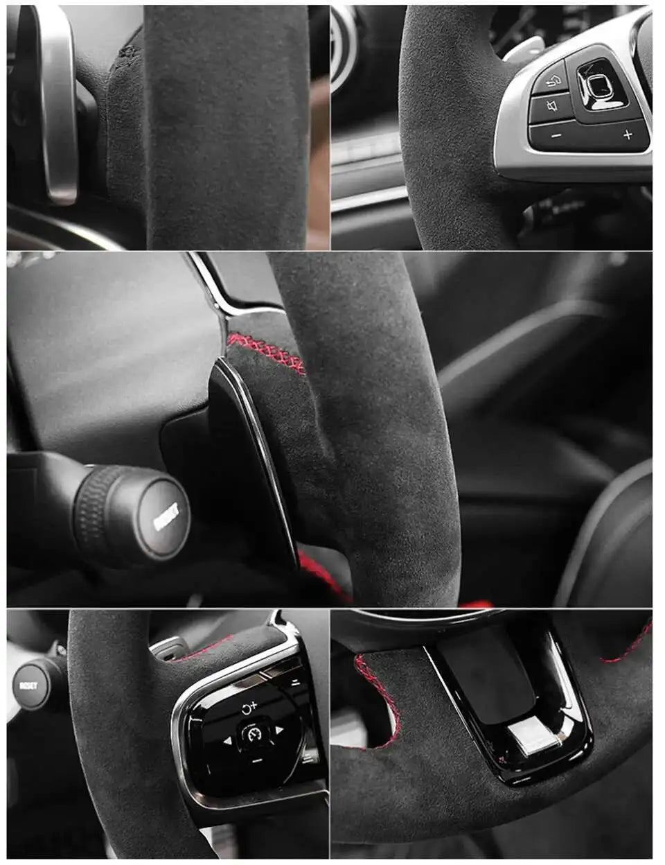 For Seat Leon Cupra R Leon ST Cupra Leon ST Cupra Ateca Cupra Ateca FR Anti-Slip Black Suede Braid Car Steering Wheel Cover