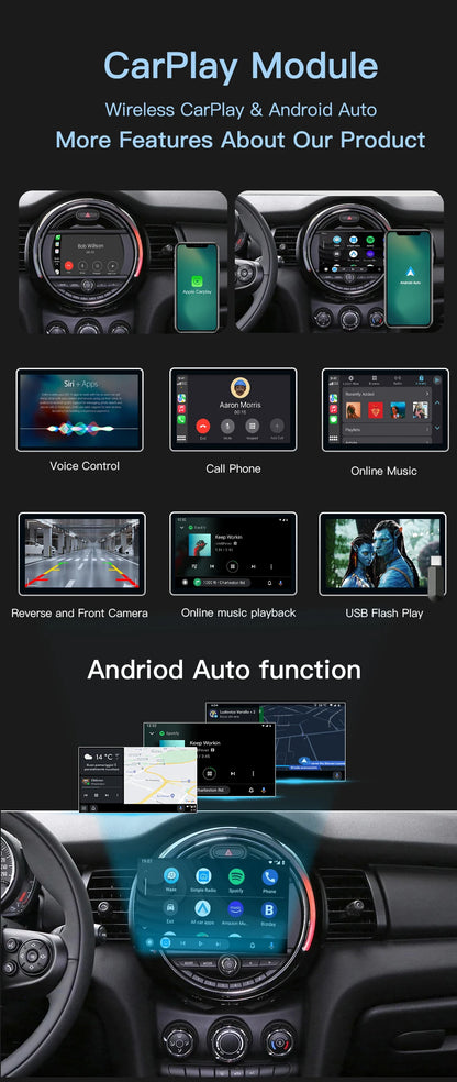 Wireless CarPlay Android Auto for BMW Mini R55 R56 R57 R58 R59 R60 R61 F54 F55 Clubman Countryman Hardtop John Cooper F56 F57