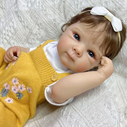 BZDOLL 19Inch 48CM Full Vinyl Body Reborn Baby Doll Toy Lifelike Handmade Fashion Birthday Gift Play House Bedtime Comfort Doll