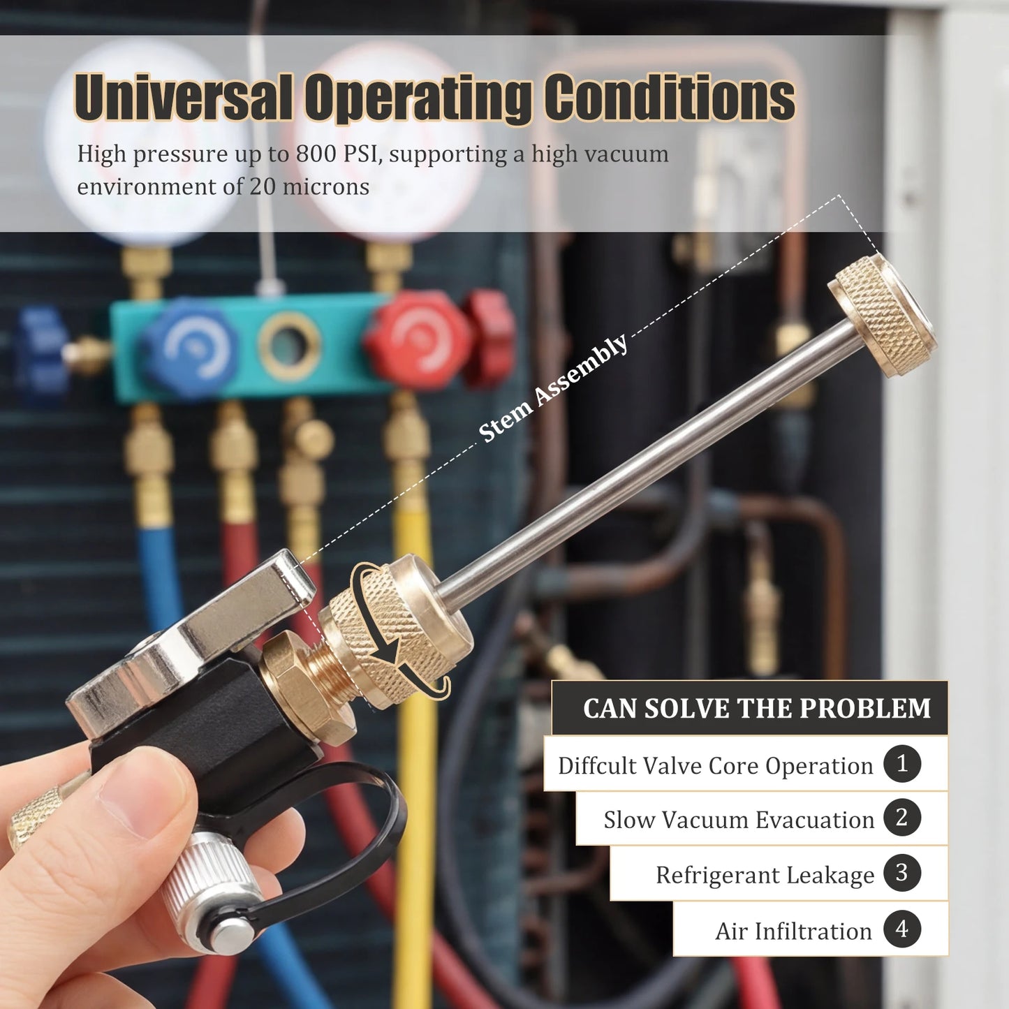 1/4 Inch HVAC Valve Core Removal Tool For R410A R22 R32 Ball Valve Core Remover No Loss Refrigerant Air Conditioner Repair Tool