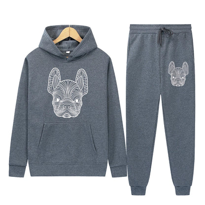 Men's and women's printed hooded sweatshirts and pants animal paw printed sportswear running autumn and winter casual fashion