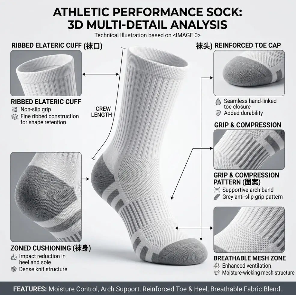 INSELLE Men's Professional Sports Socks, Towel Bottom, Shock Absorbent, Buffer, Arch Protection, Odor proof, Sweat wicking