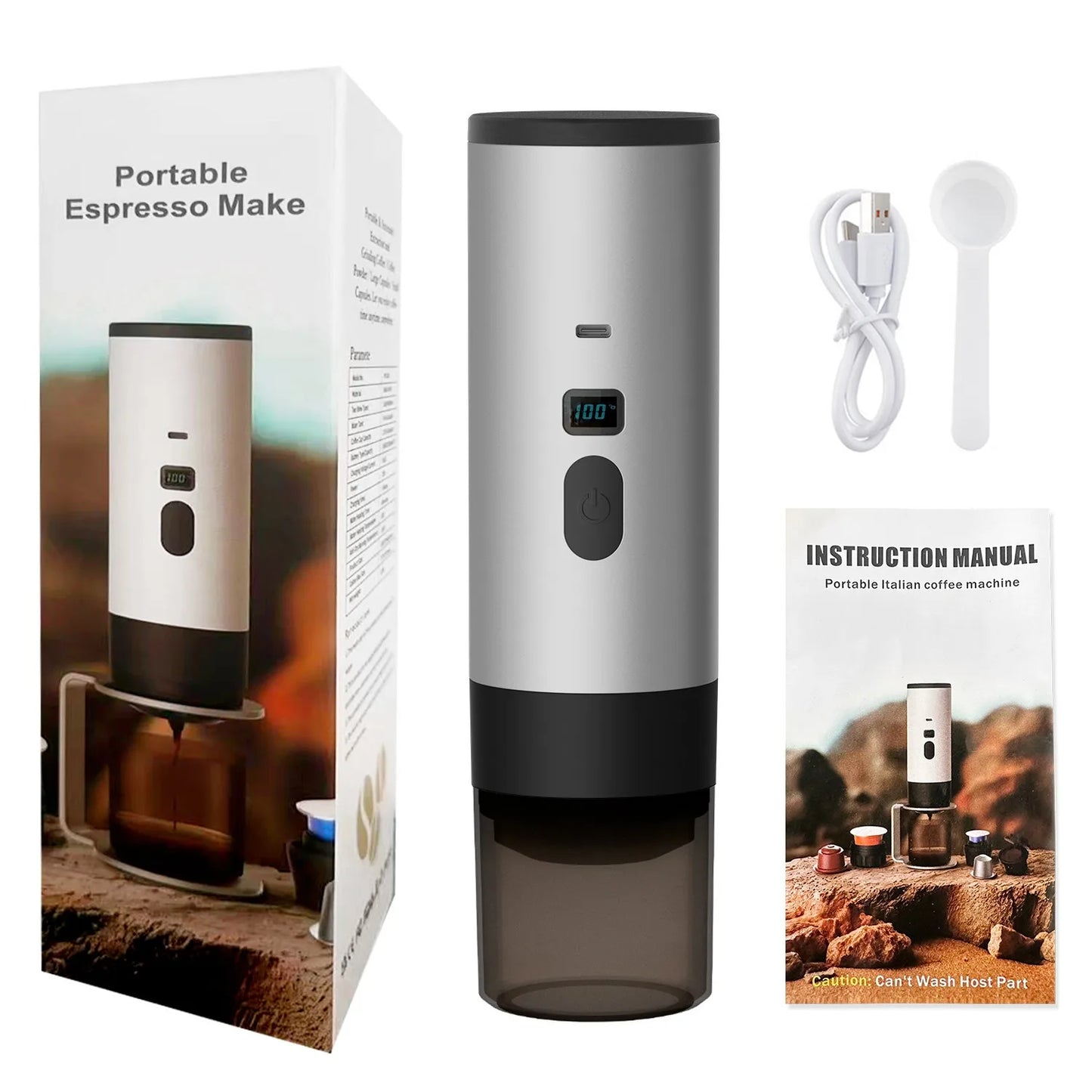 UURMI Portable Coffee Machine Wireless 3-in-1 for Ground Nespresso DolceGusto Capsule 15Bar 7800mAh Digital Display