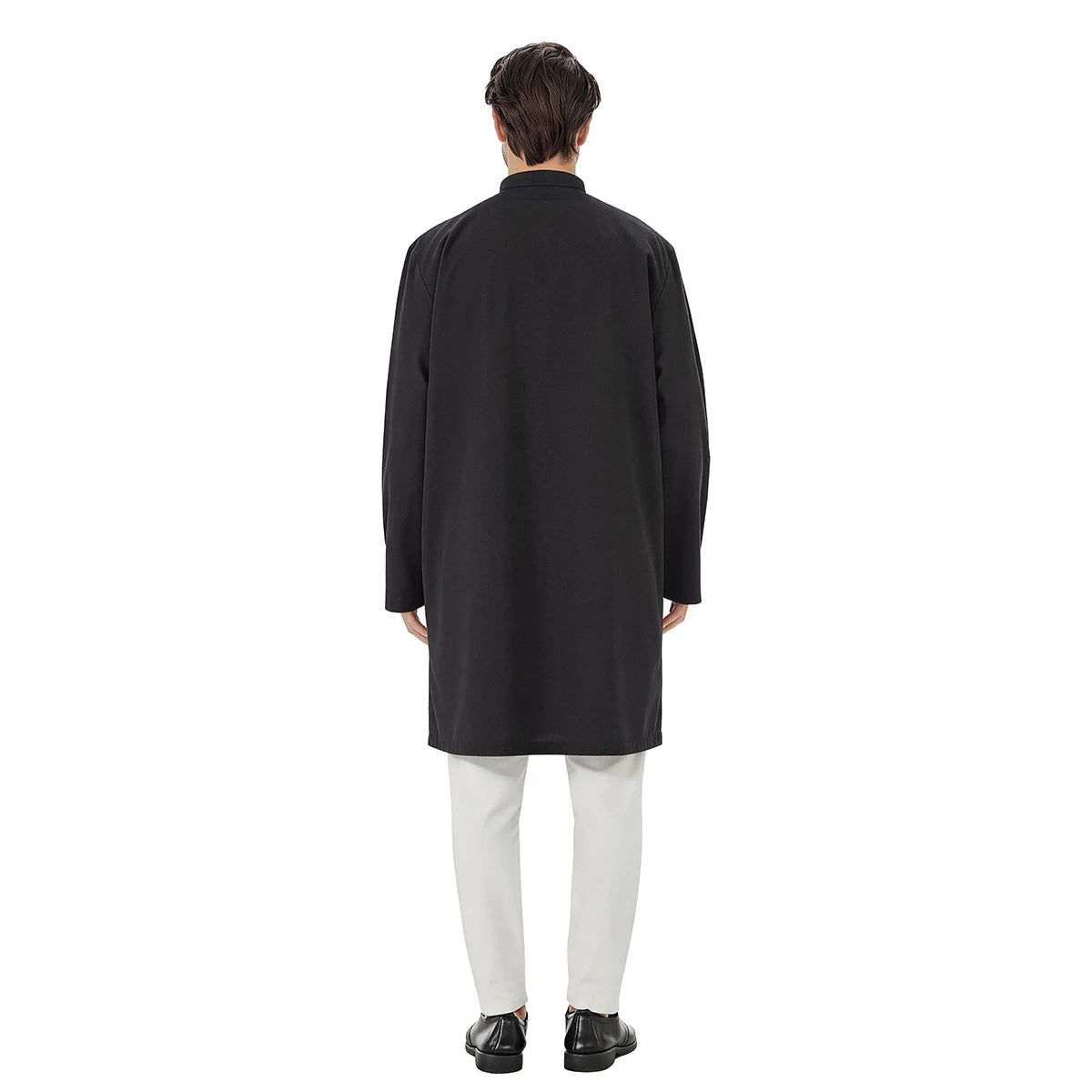 TH851 Men's Muslim Middle Eastern Men Long Sleeves Under-Knee Length Solid Color Stand Collar Robe Arab Male Jubba Thobe