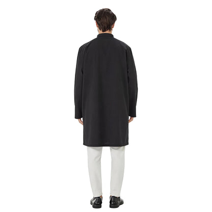TH851 Men's Muslim Middle Eastern Men Long Sleeves Under-Knee Length Solid Color Stand Collar Robe Arab Male Jubba Thobe