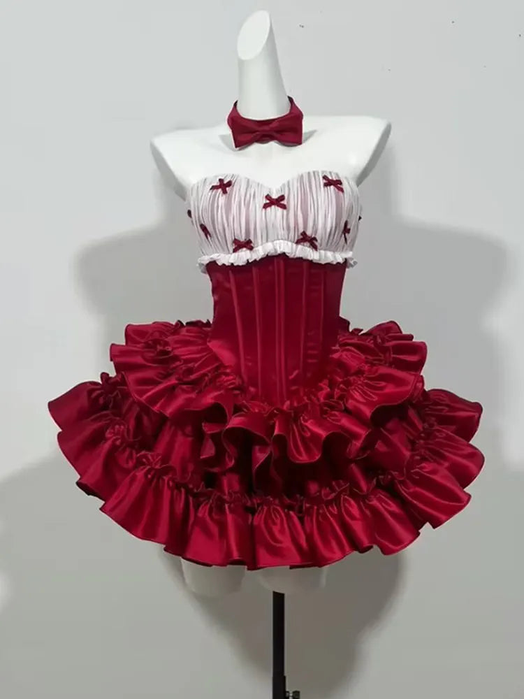 Red Tube Birthday Ready-to-wear Dresses High-end Princess Dress Temperament Celebrity Short Skirt Young Girl Boutique Costume