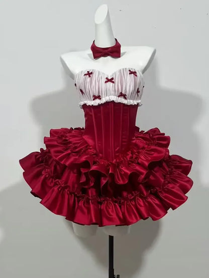 Red Tube Birthday Ready-to-wear Dresses High-end Princess Dress Temperament Celebrity Short Skirt Young Girl Boutique Costume
