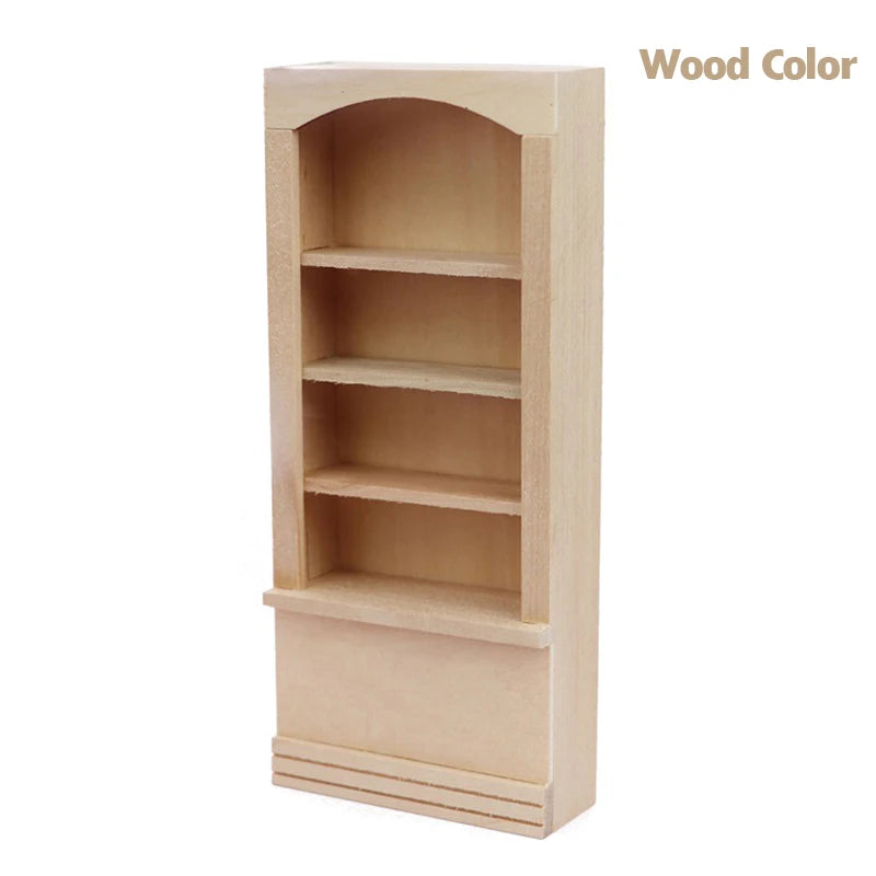1Pcs Dollhouse Miniature furniture Bookcase Display Shelf Modern Style Wood Bookcase Doll House Toys