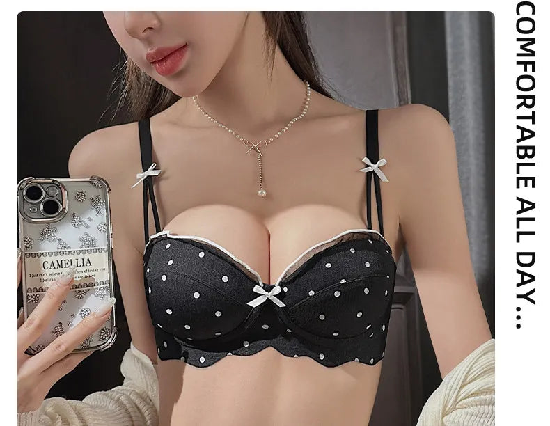 YUQI Elegant Lace Bra Set 2026 - Push Up Half Cup for Small Chest, Support & Anti Sagging, Sexy Back Design | Lingerie S-XL Suit