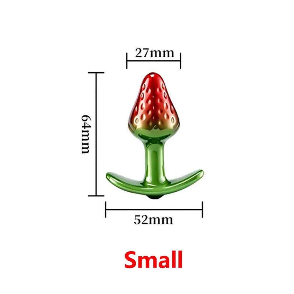 Strawberry Metal Anal Beads Butt Plug Set Small Medium Large Wearable Anal Plug Jewelry Anal Sex Toy For Man Woman