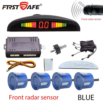 Front Mounted Car Parking Sensor Danger Alarm Kit LED Display 4 Sensors 22mm Backlit Obstacle Radar Monitoring System 12 Colors