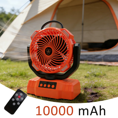 30000mAh Remote Control Camping Fan with Hook and 3 Brightness LED Lights – USB Charging Desk Fan for Outdoor Portable Fan