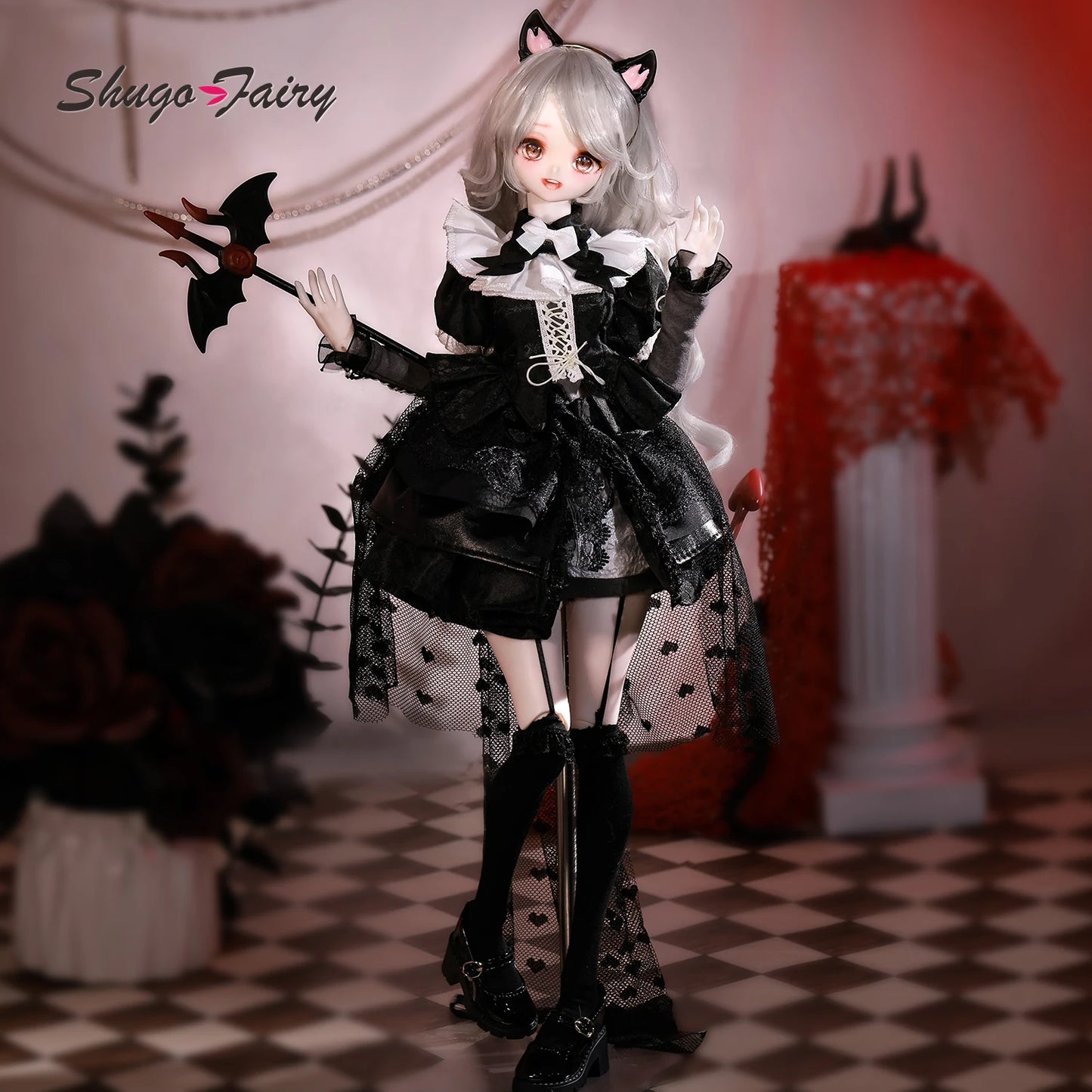ShugaFairy Bree A 1/4 BJD FullSet Anime-Style Head Demon Horn Cat Female Magnetic Tail  Ears Ball-Jointed Doll Gift Figure