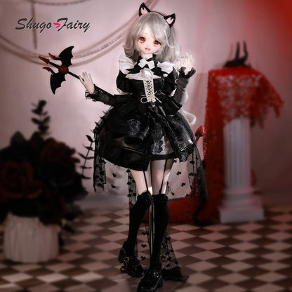 ShugaFairy Bree A 1/4 BJD FullSet Anime-Style Head Demon Horn Cat Female Magnetic Tail  Ears Ball-Jointed Doll Gift Figure