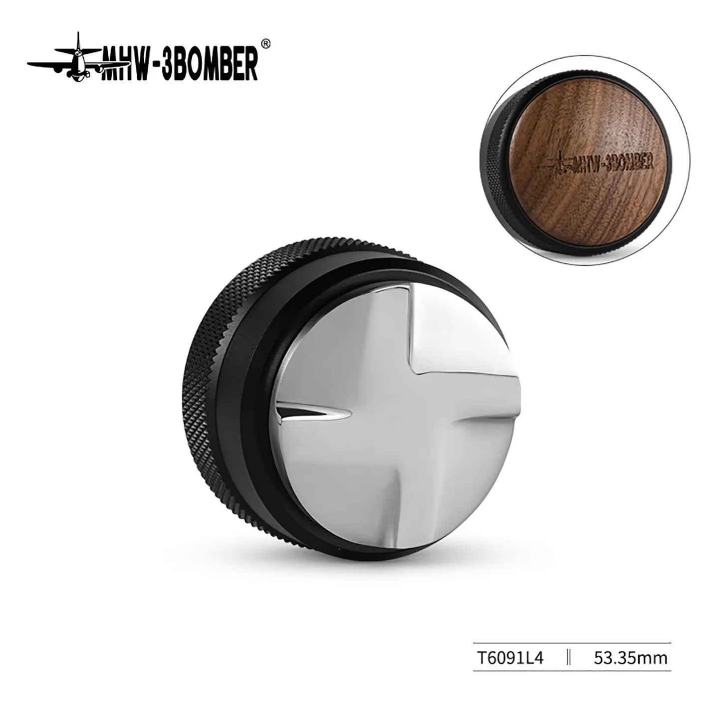 MHW-3BOMBER Coffee Tamper 51/53.35/58.35MM 2 Springs Espresso Tamper Stainless Steel Thread Base Home Barista Coffee Accessories