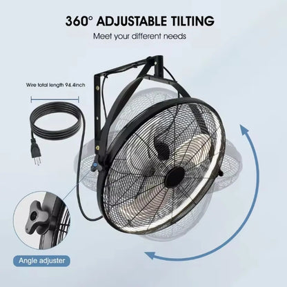 Nwe LED Wall Fan Remote Control 6 Speed Electric Fan Ventilation Multi-Adjustable Oscillating Head Timer Ceiling Fan Light