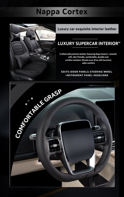 2026 New Ultra-Thin Car Steering Wheel Cover All-Season Universal  Anti-Slip Sweat-Absorbent Suede Nappa Automotive Interior